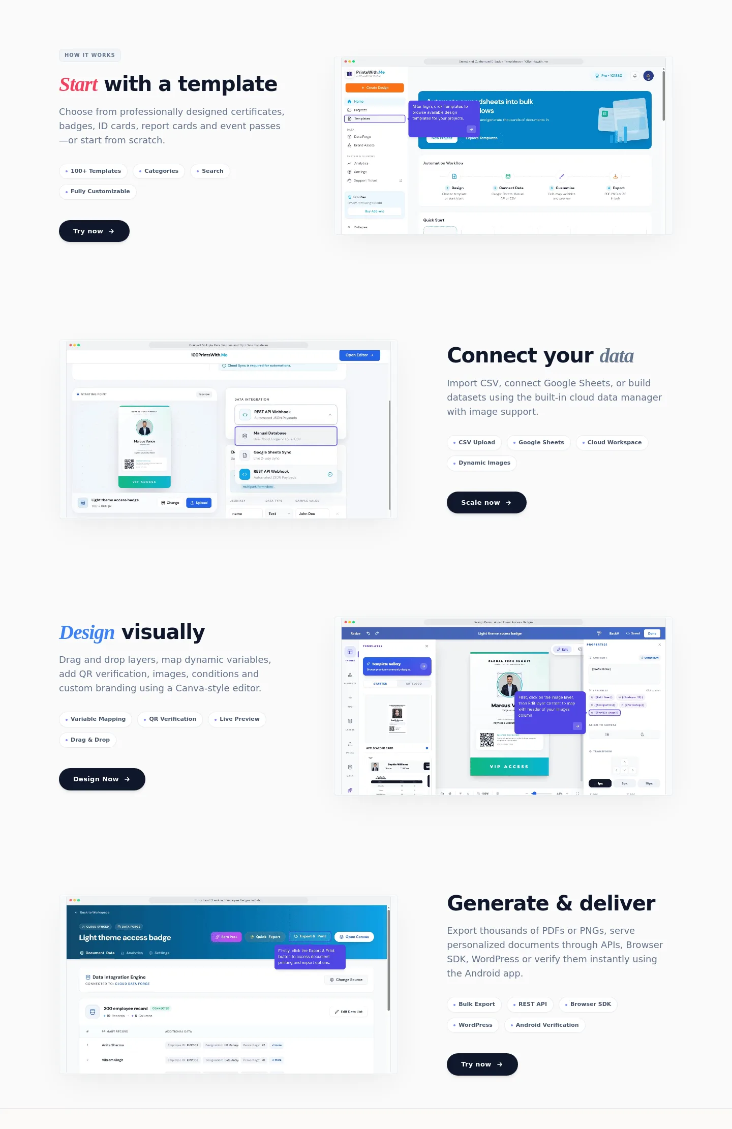 100printswith.me Features section
