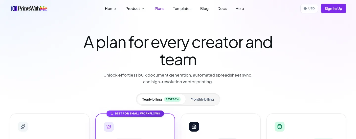 100printswith.me Features section