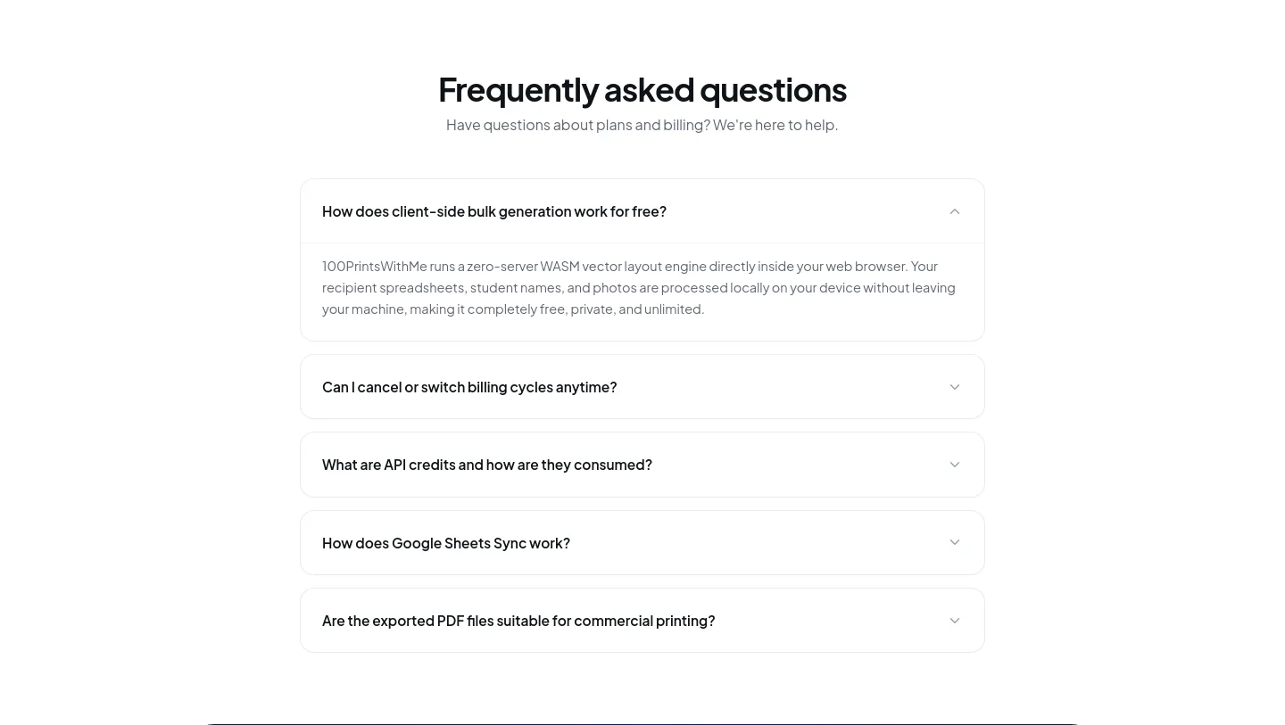 100printswith.me FAQ section