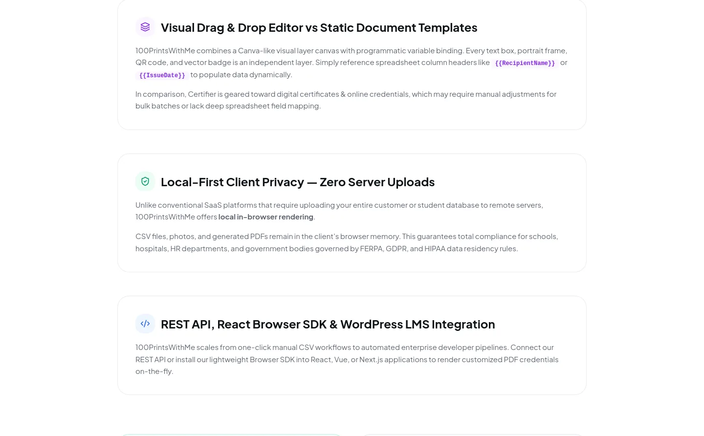100printswith.me Features section