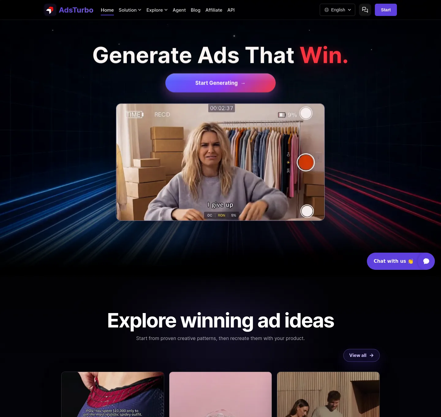 adsturbo.ai Hero section