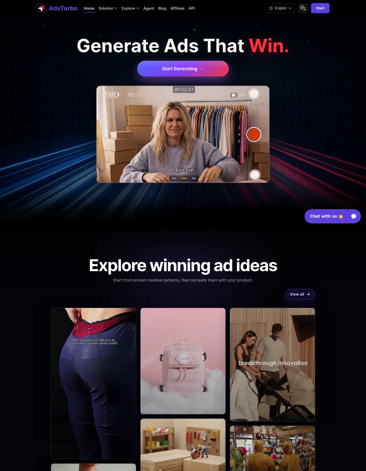 adsturbo.ai — a measured funnel