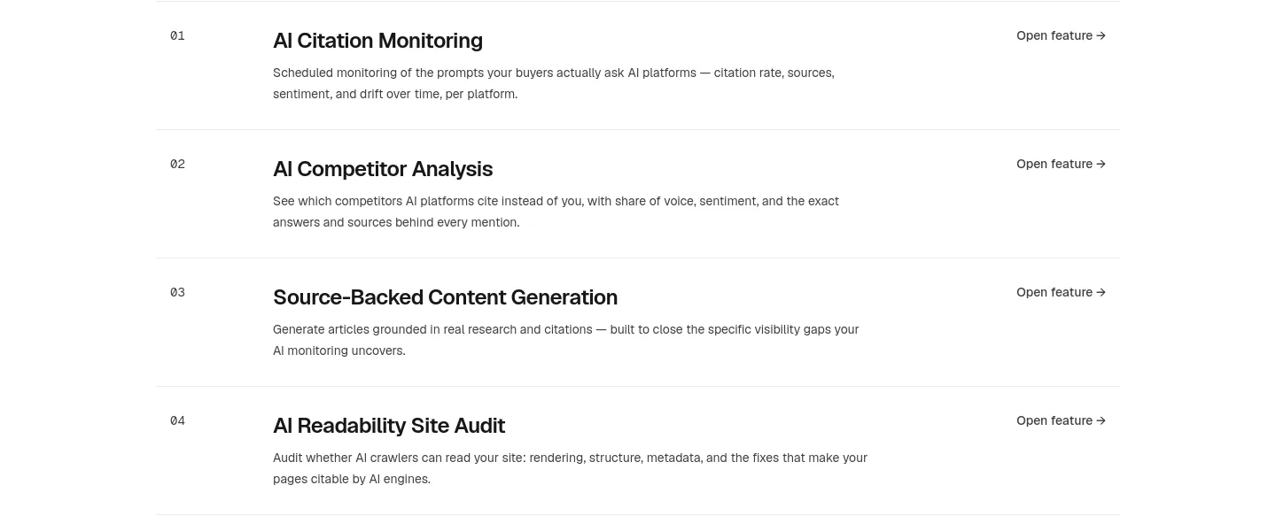 aeomantis.com Features section