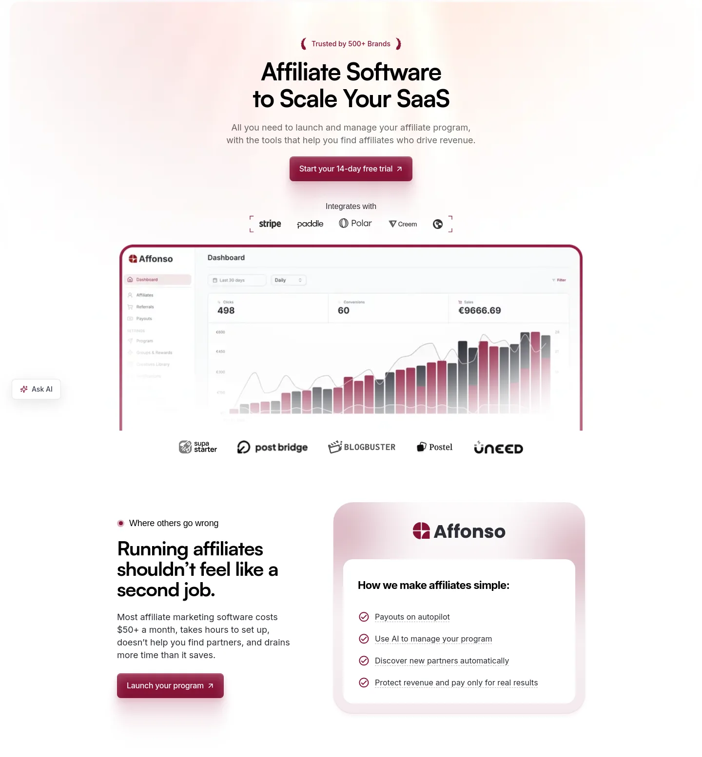 affonso.io — a real Hero section