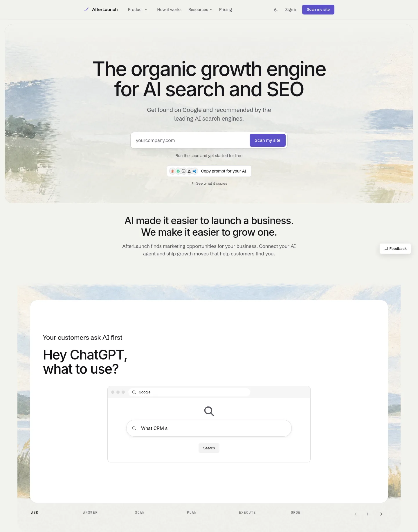 afterlaunch.io — a measured funnel