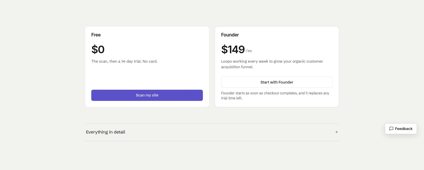 afterlaunch.io — a real Pricing section