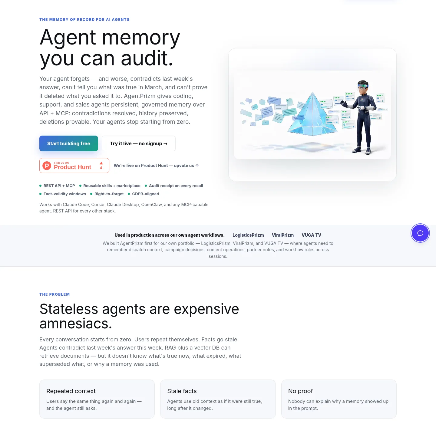 agentprizm.com Hero section