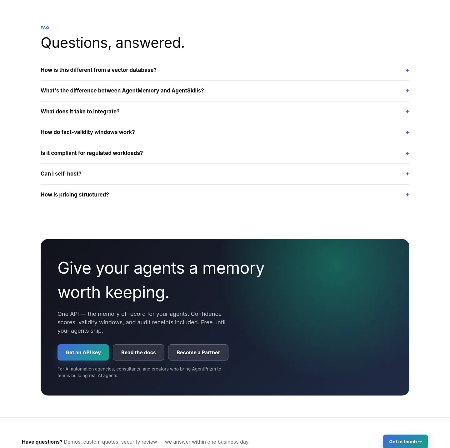agentprizm.com FAQ section