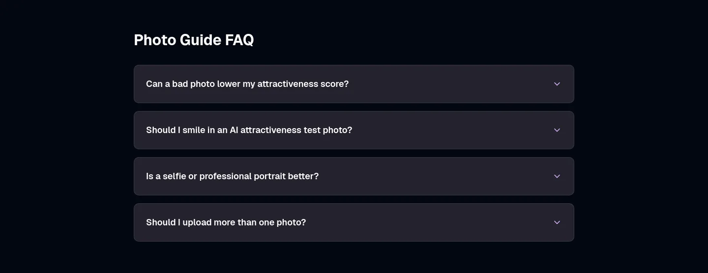 ai-attractivenesstest.com FAQ section