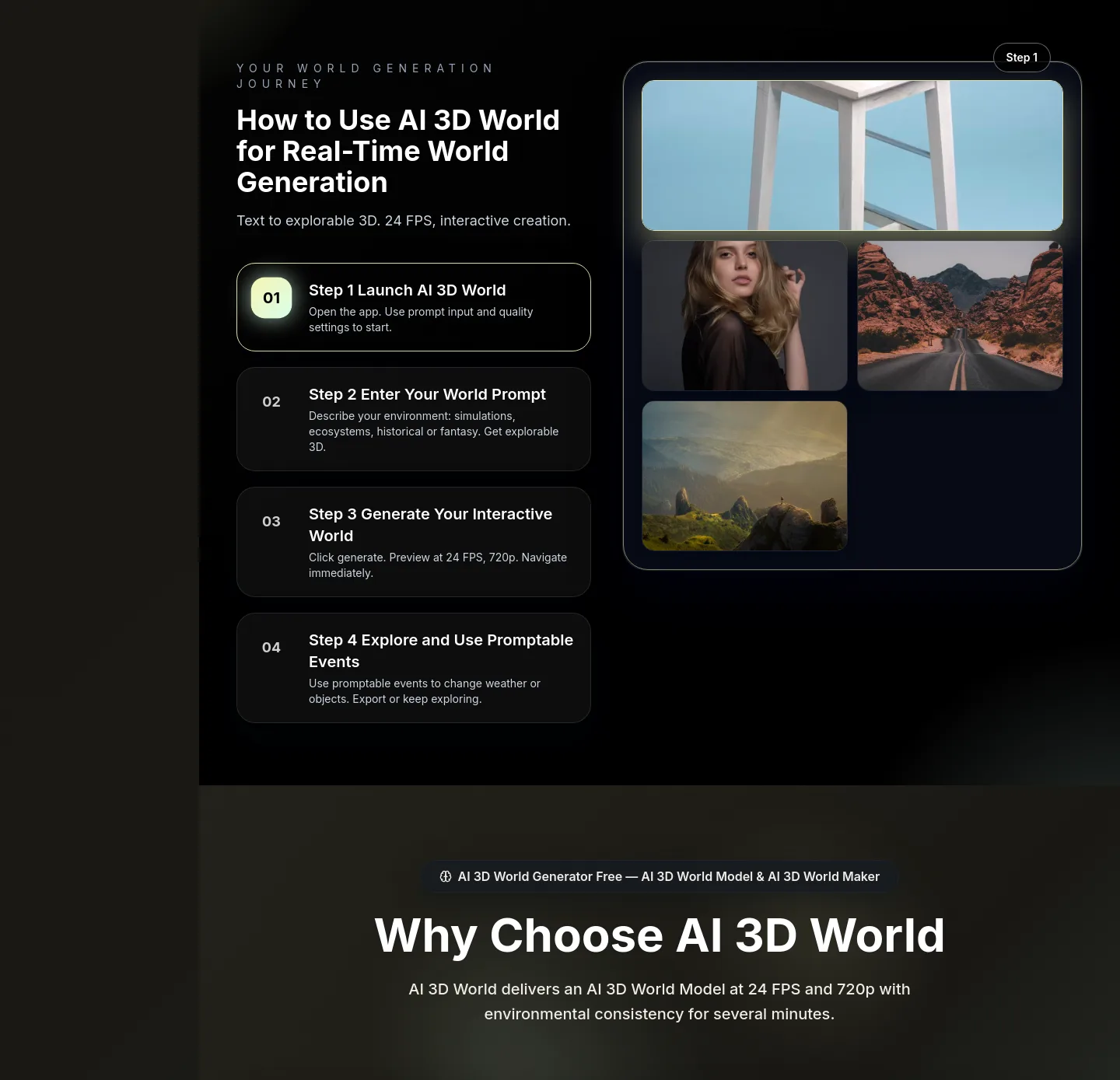ai3dworld.org Features section