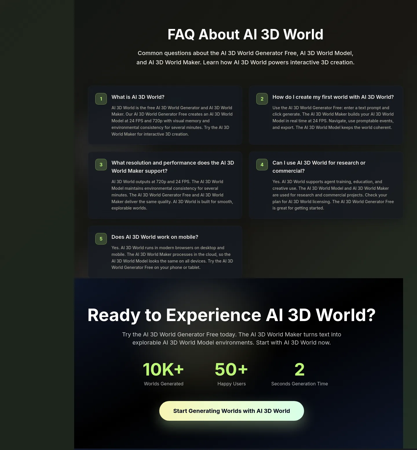 ai3dworld.org FAQ section
