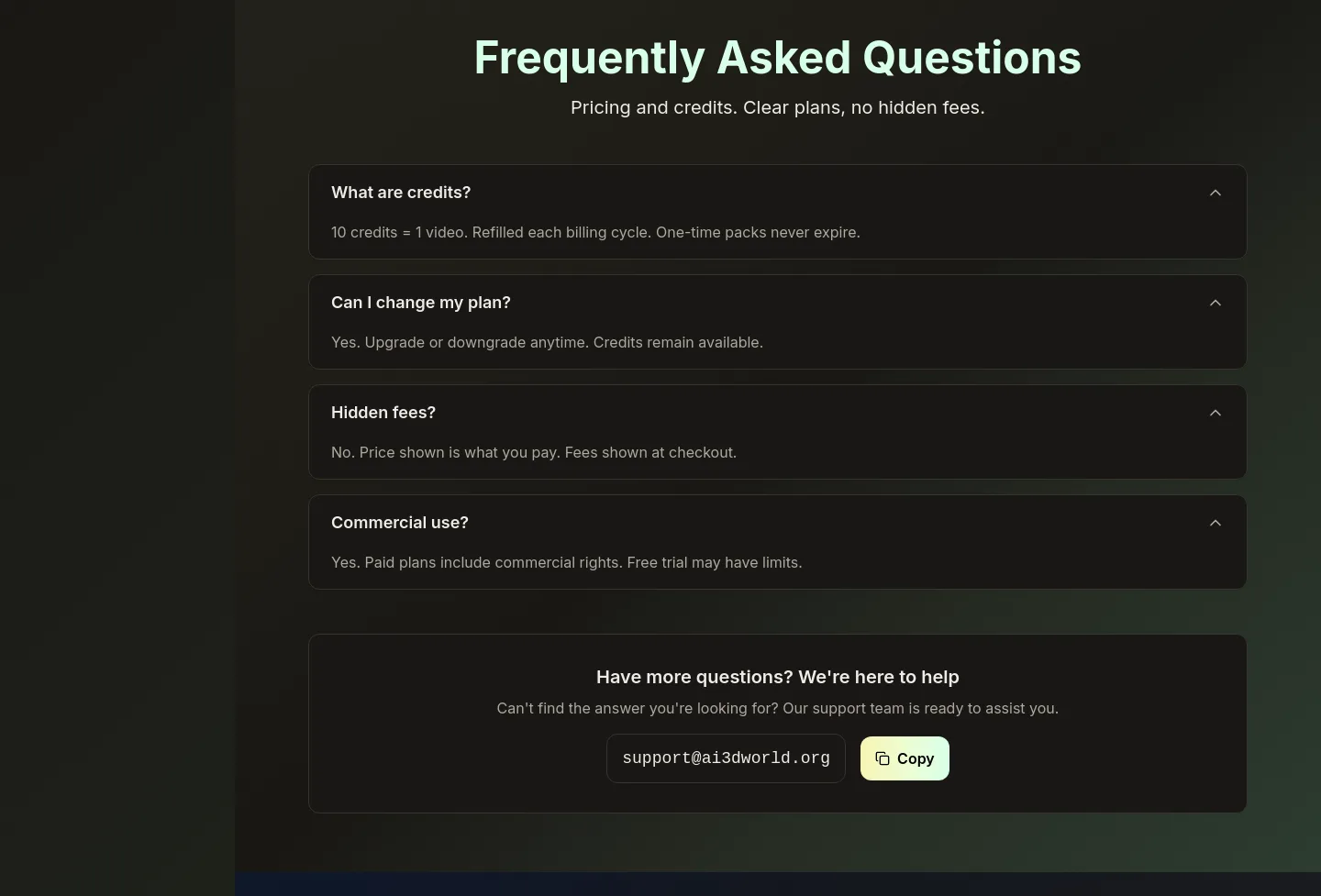 ai3dworld.org FAQ section