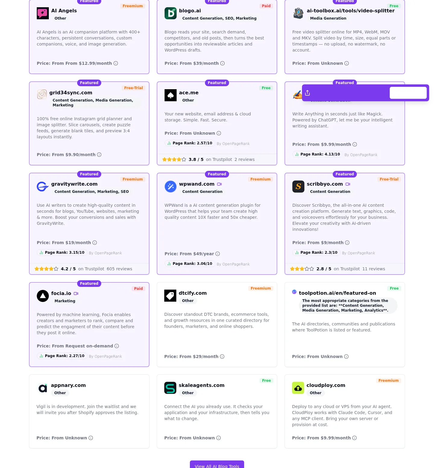 aiblog.tools — a real Pricing section