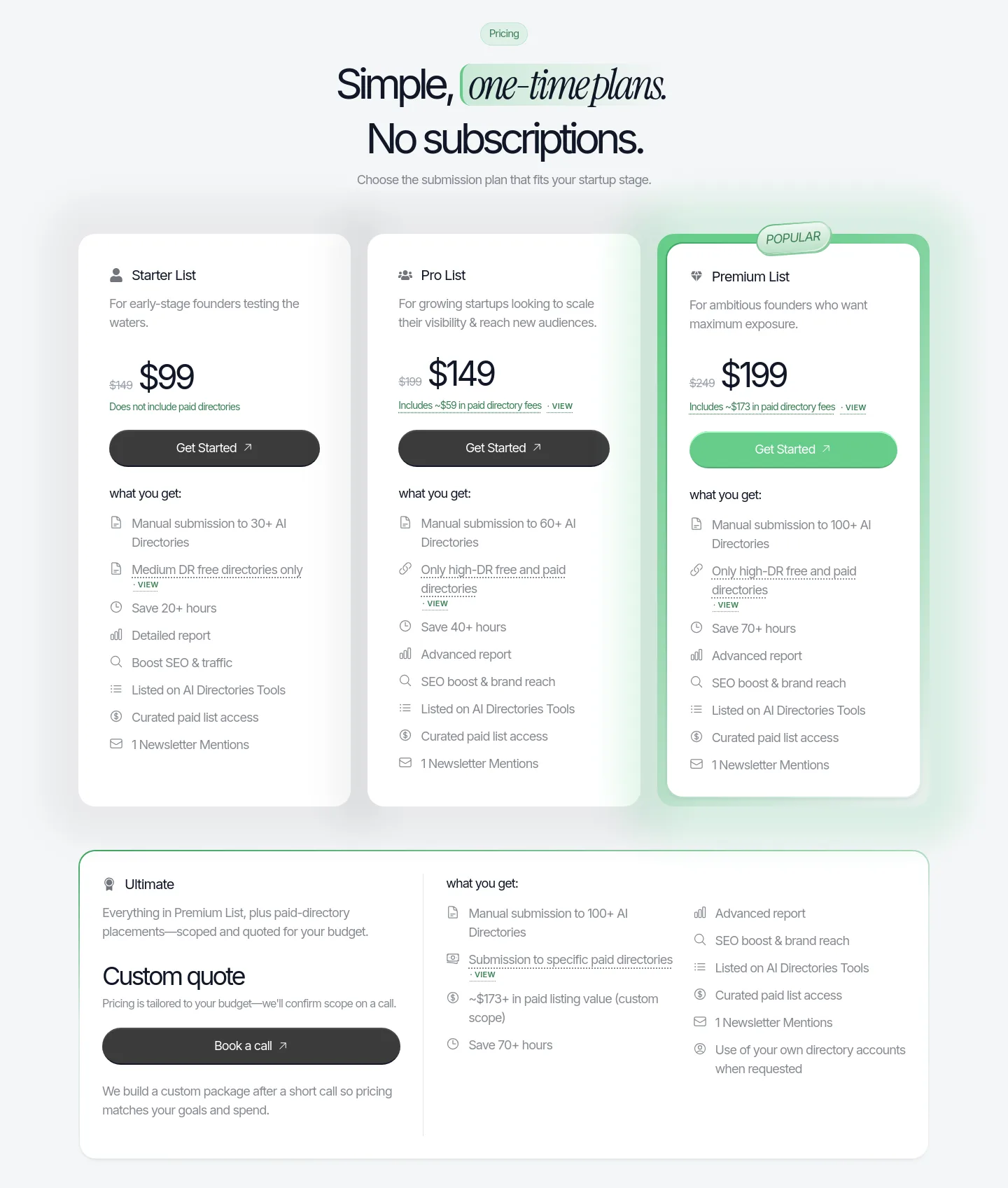 aidirectori.es Pricing section
