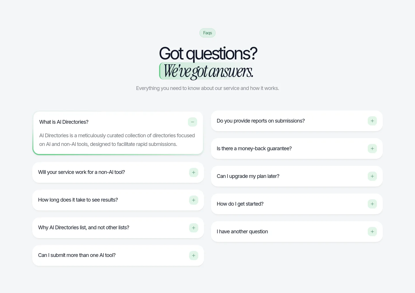 aidirectori.es FAQ section