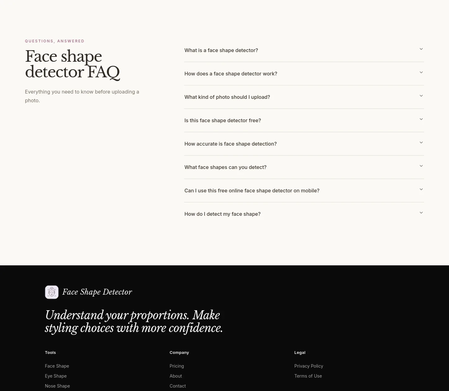 aifaceshapedetector.net FAQ section