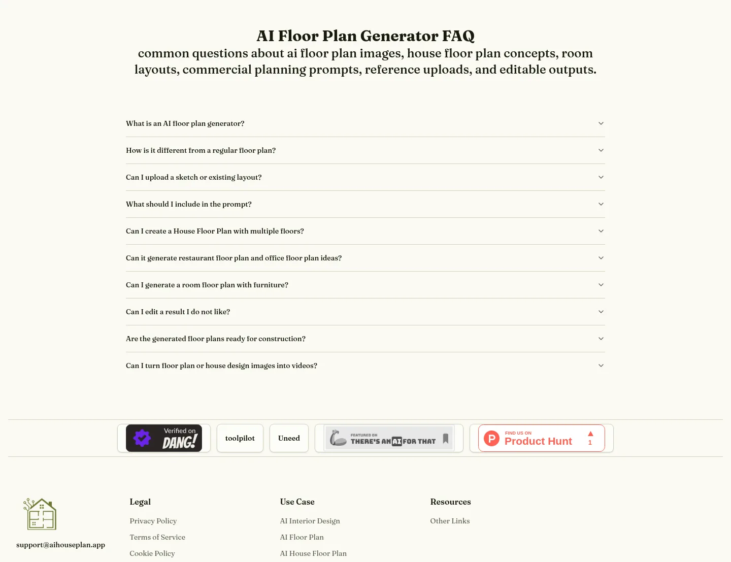 aihouseplan.app FAQ section