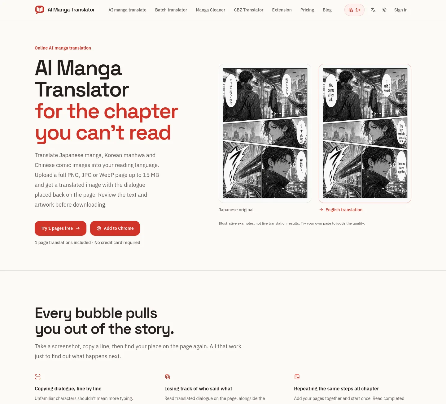 aimangatranslate.org — Hero + Features + FAQ