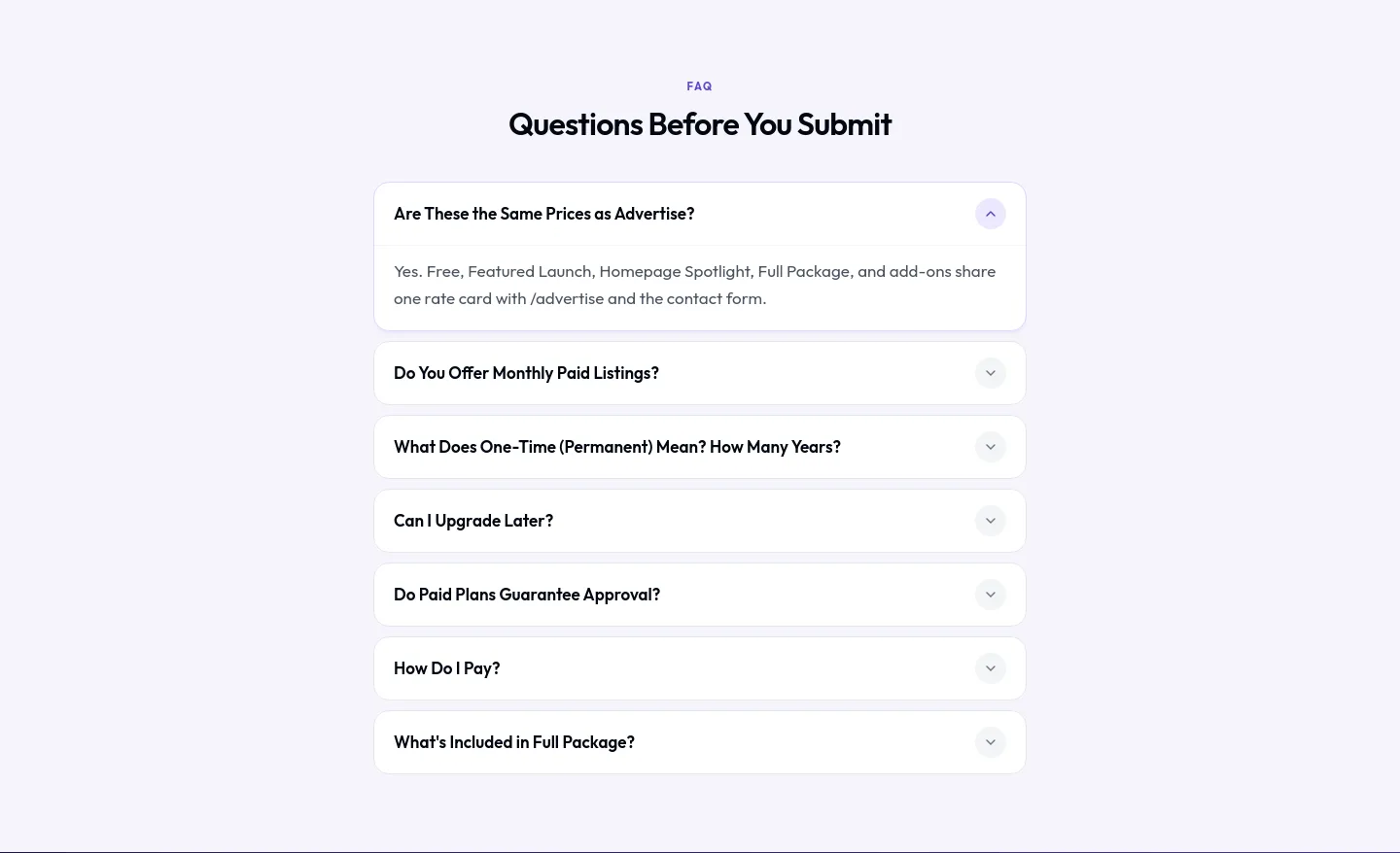 ainexfinder.com FAQ section