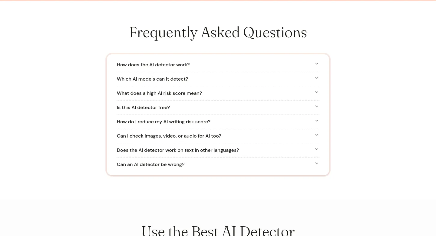 aiornot.tools — a real FAQ section