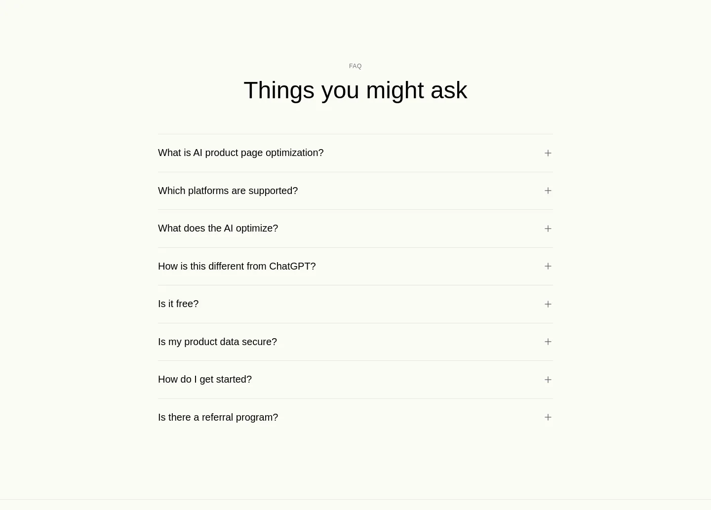 aiproductpageoptimization.com FAQ section