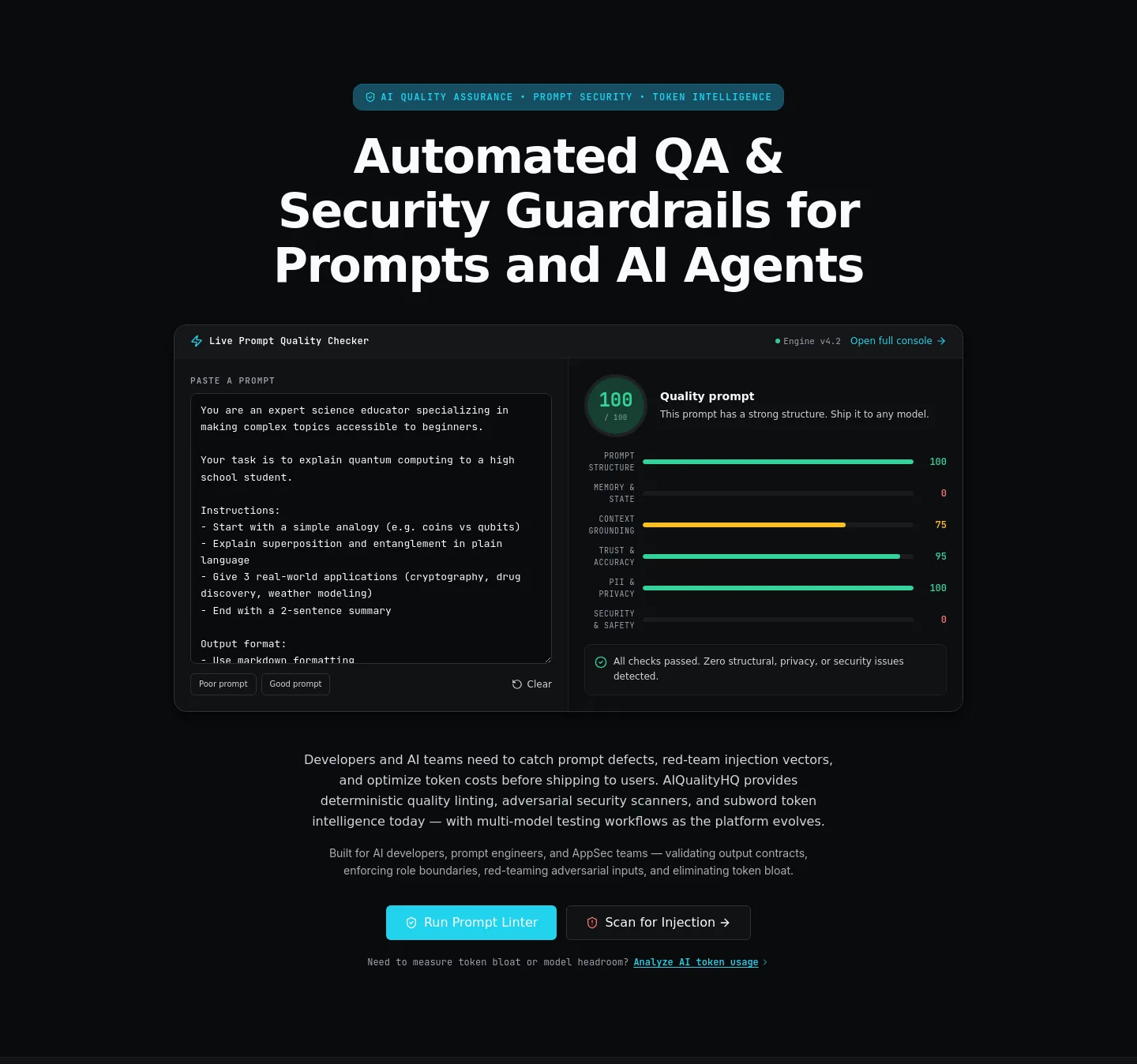 aiqualityhq.com Hero section