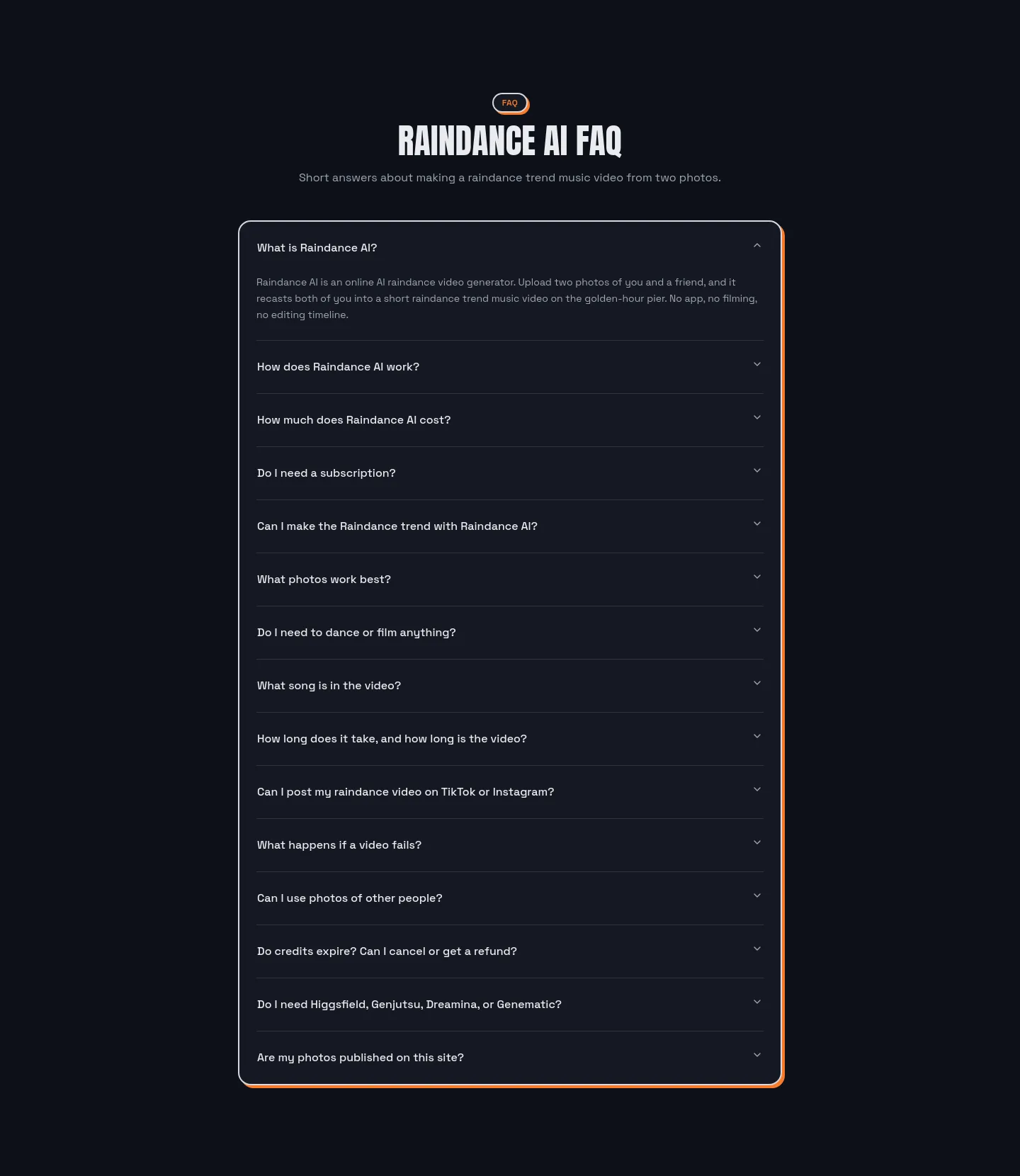 airaindance.org — a real FAQ section