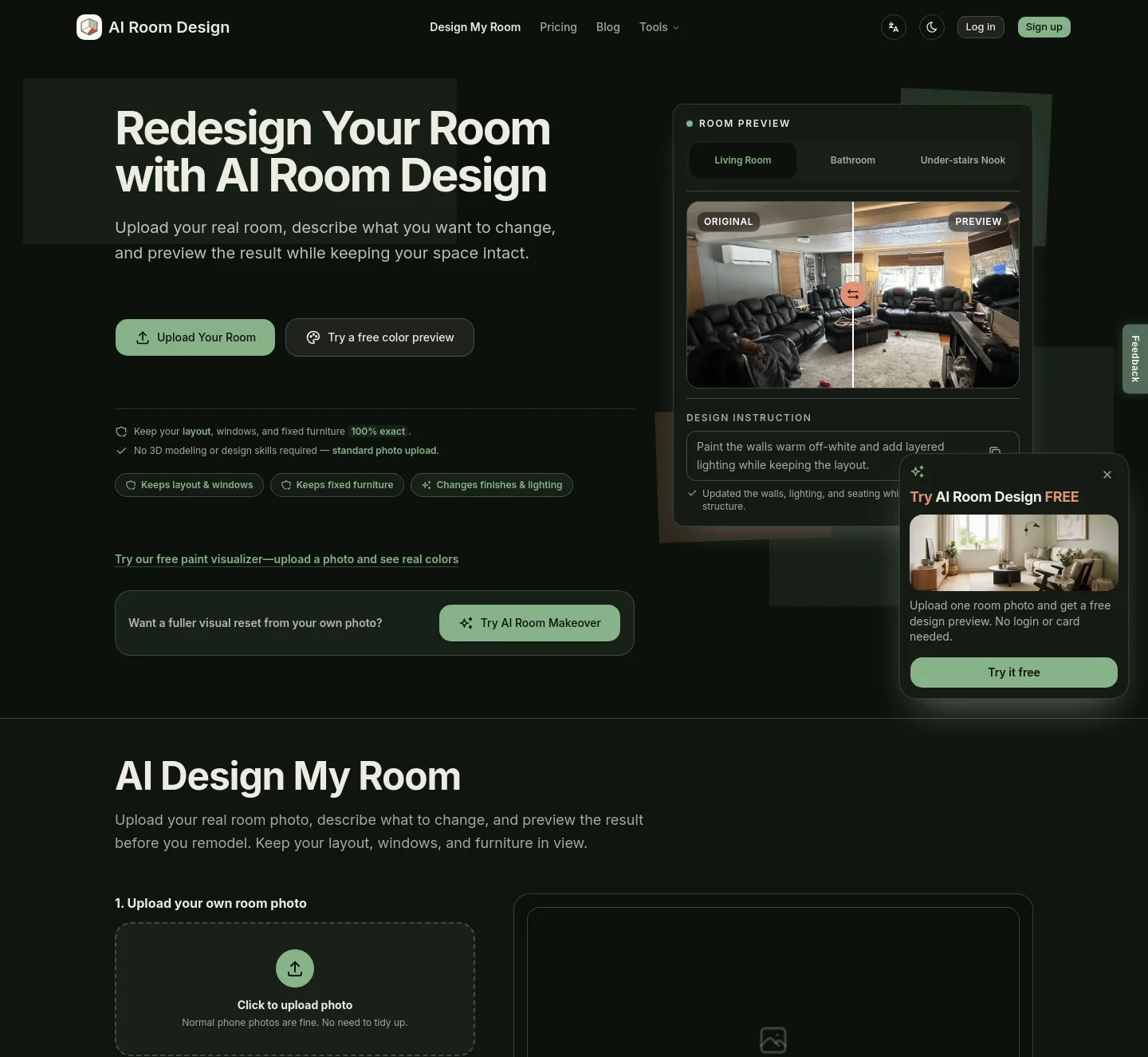airoommaker.com — a measured funnel