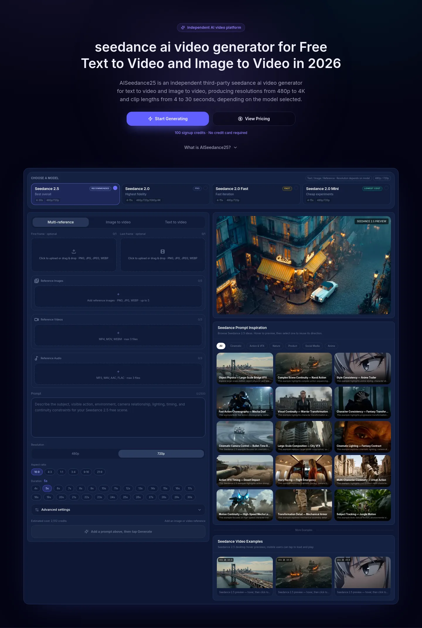 aiseedance25.app — a real Hero section