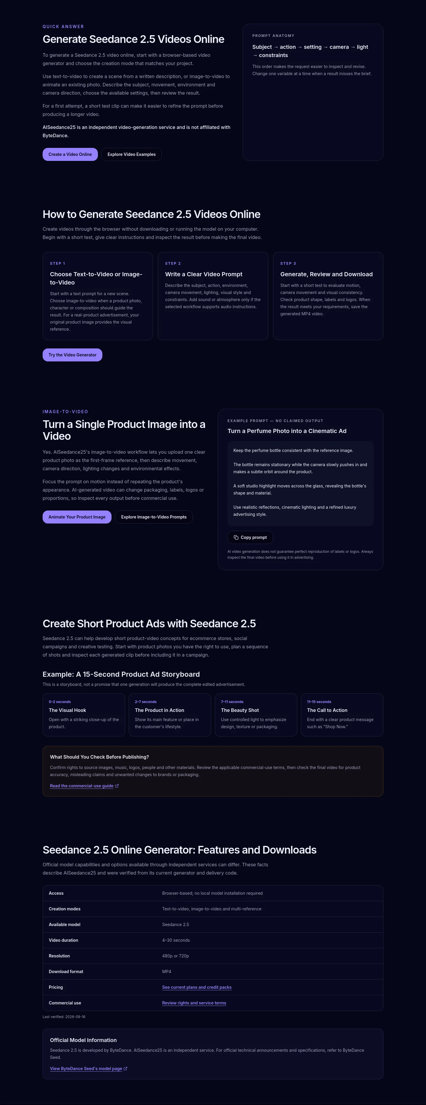 aiseedance25.app Features section