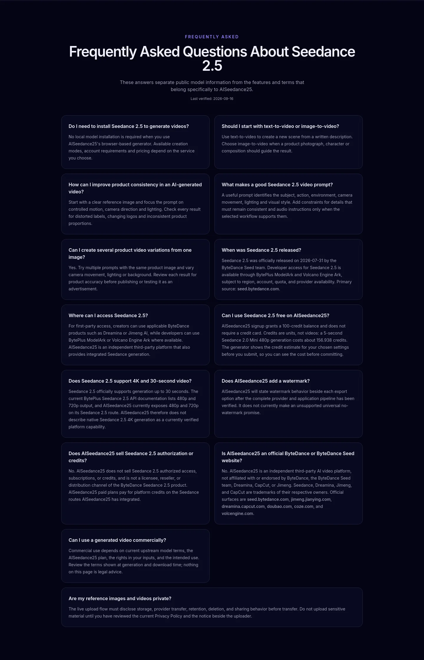 aiseedance25.app FAQ section