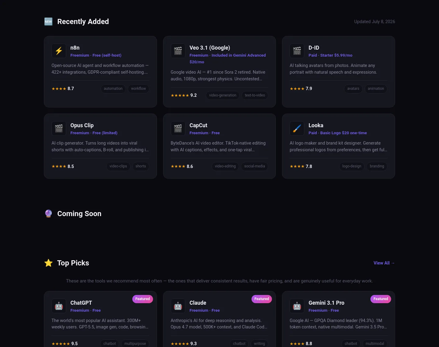 aitoolhunt.top Pricing section