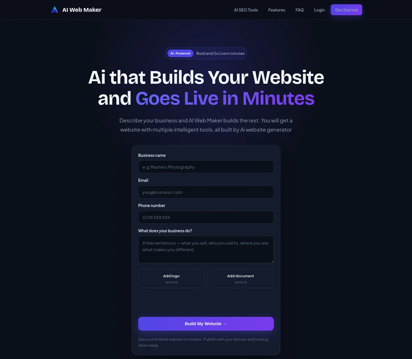 aiwebmaker.co — a measured funnel