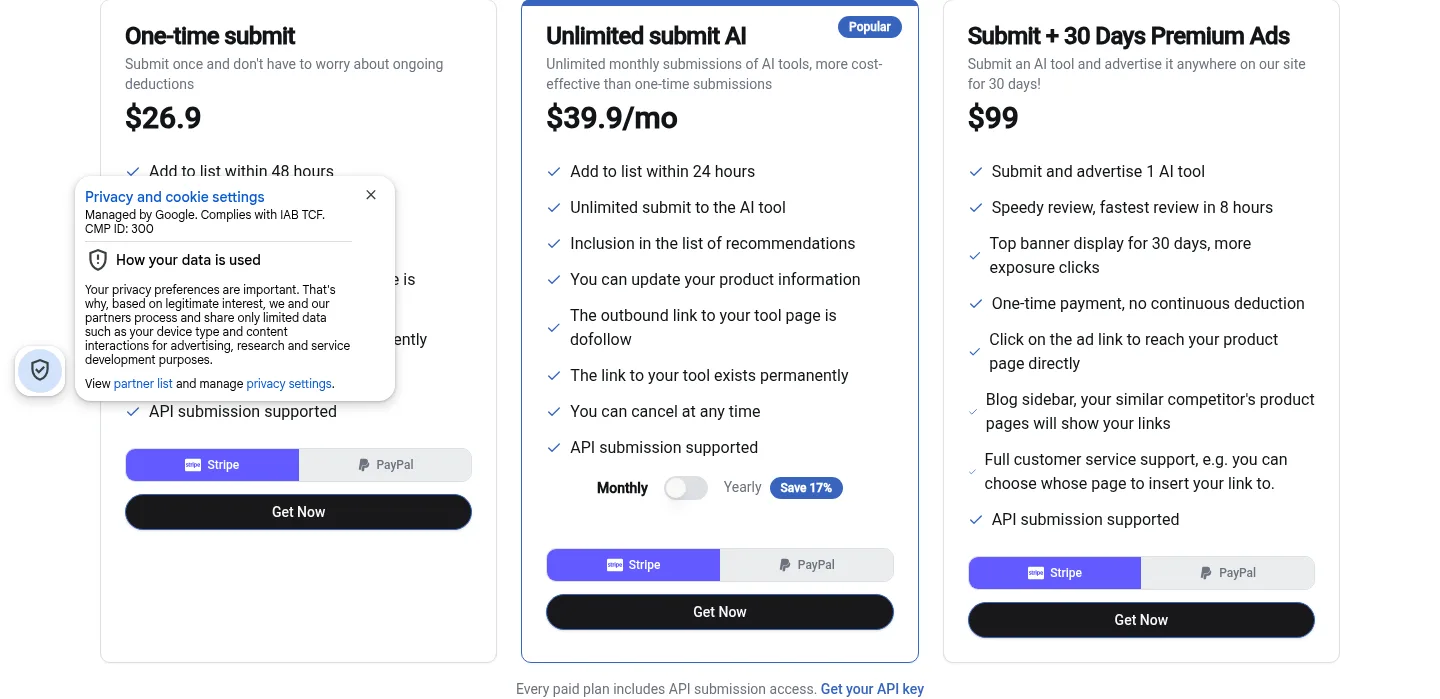 aiwith.me — a real Pricing section