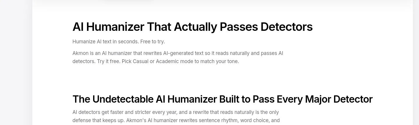 akmon.app — a real Hero section