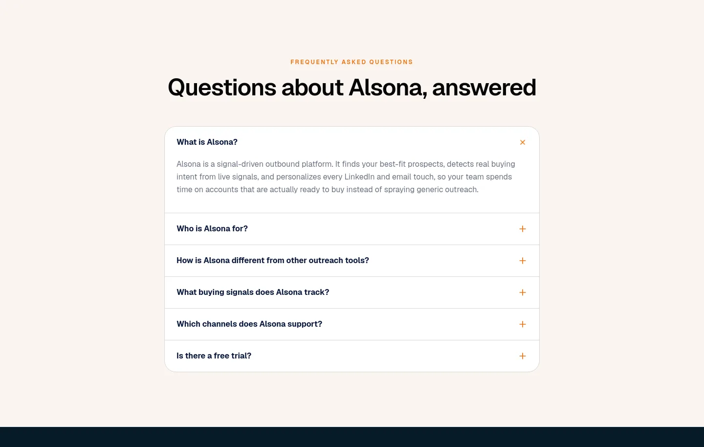 alsona.com FAQ section