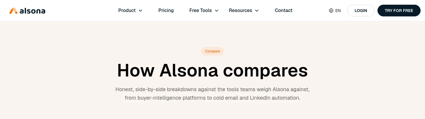 alsona.com Hero section