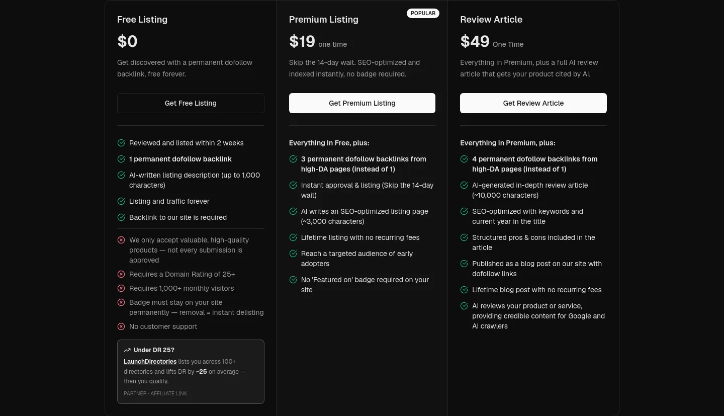 alternative.tools — a real Features section
