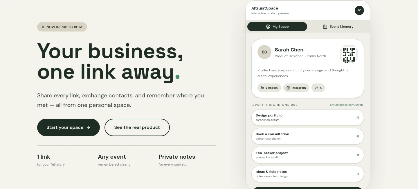 altruistspace.com — a real Hero section
