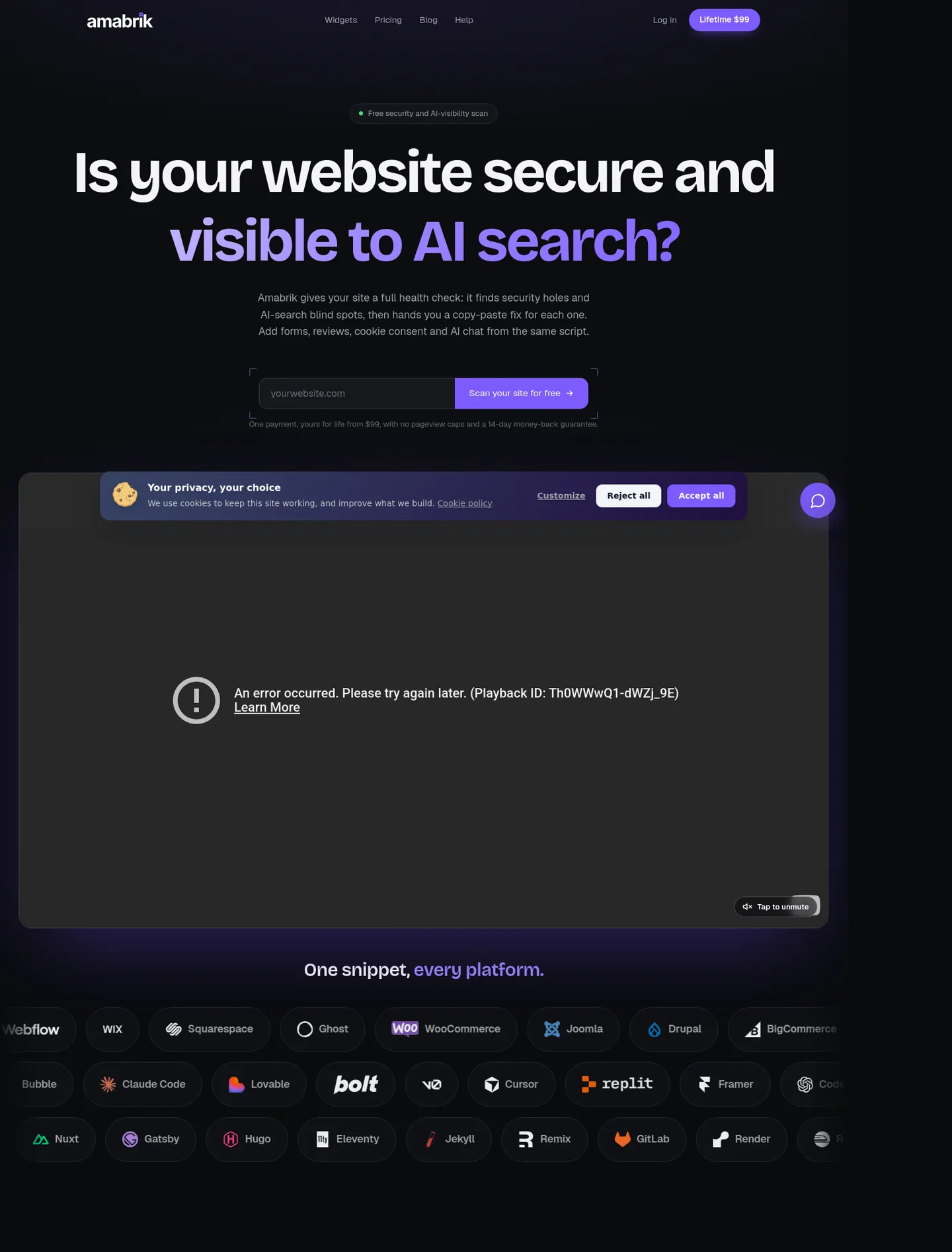 amabrik.com — a measured funnel