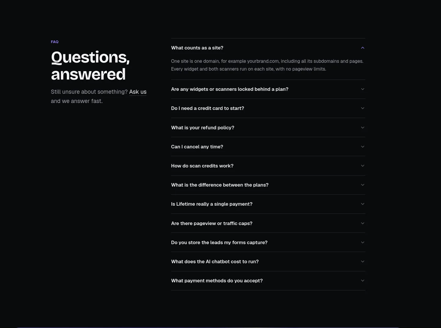 amabrik.com FAQ section