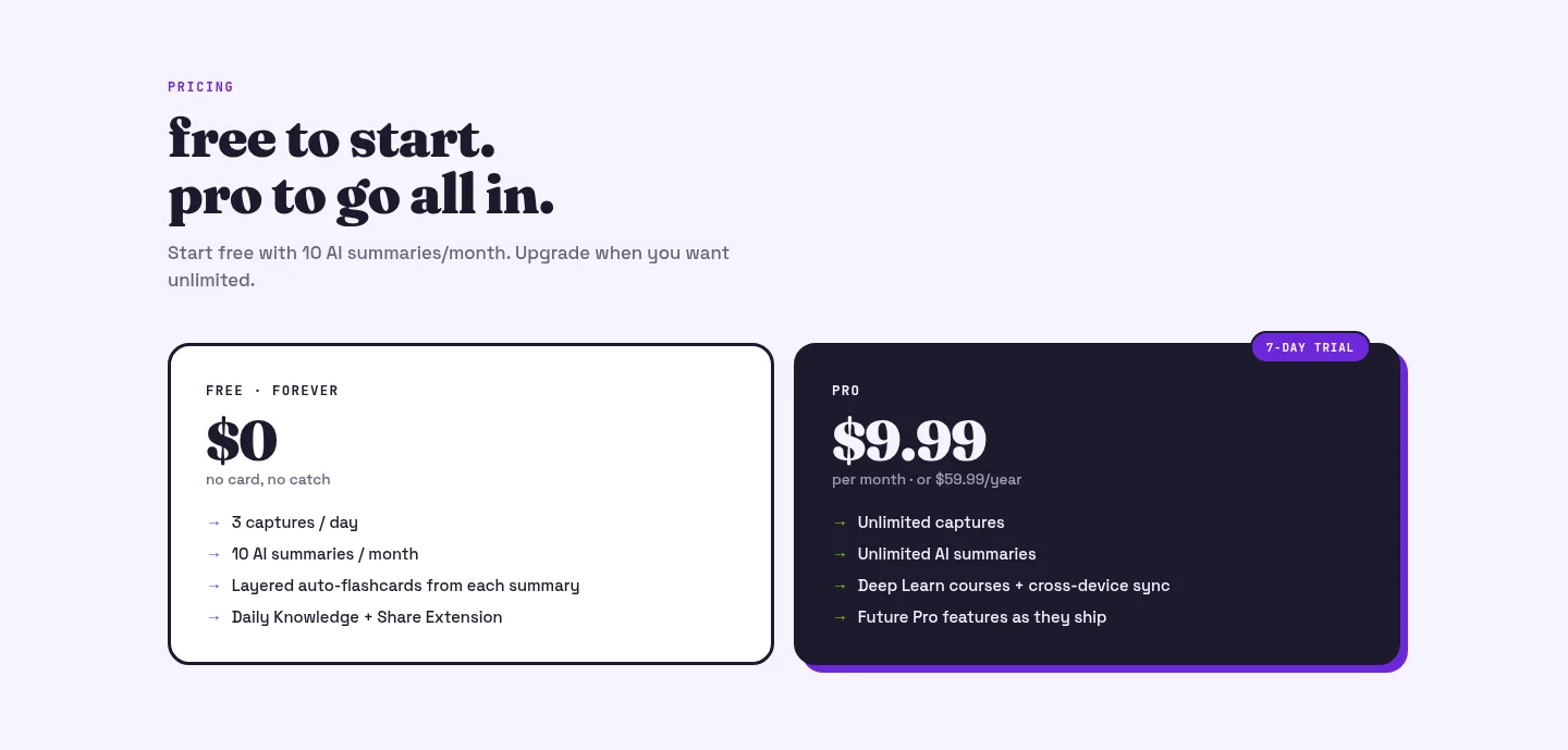 antinoise.app — a real Pricing section