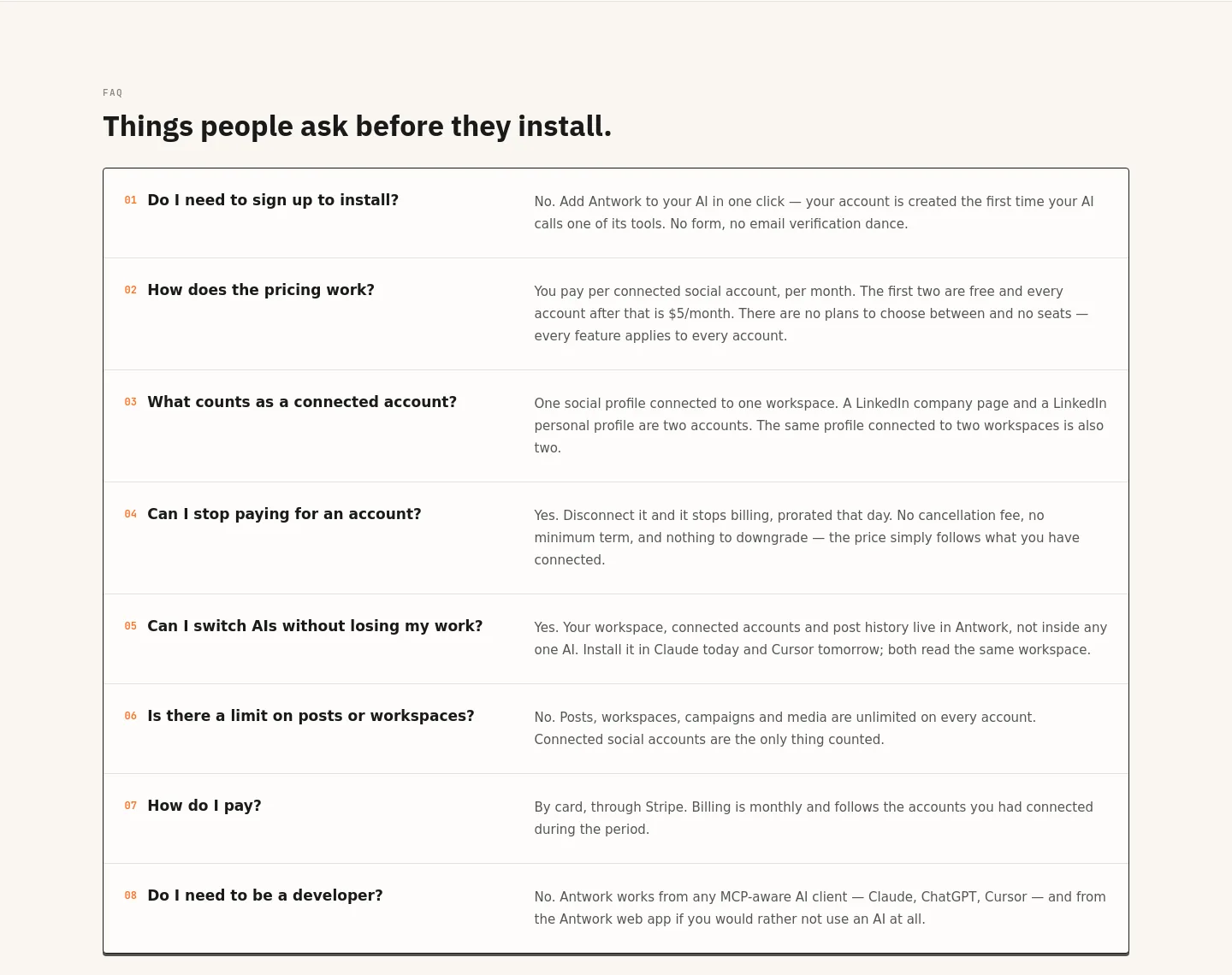 antwork.io FAQ section