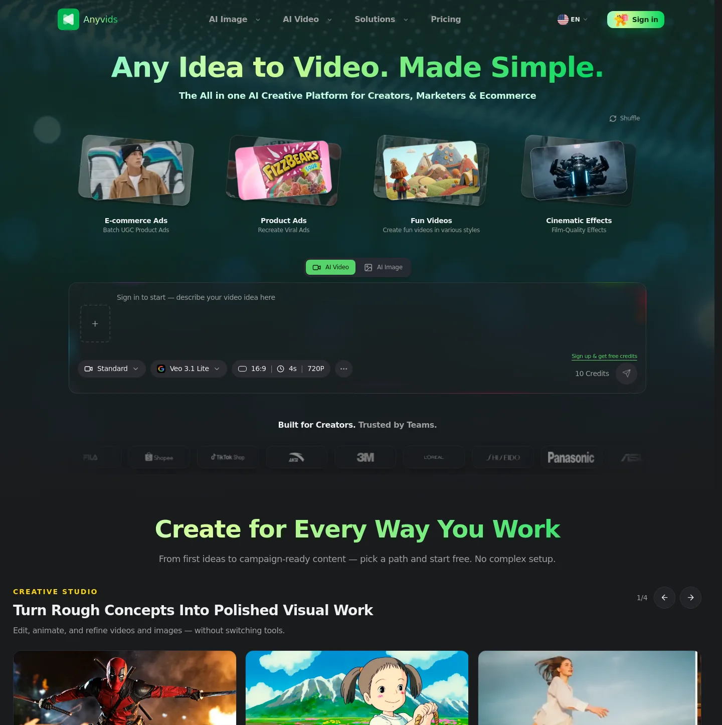 anyvids.ai — The Pricing Page