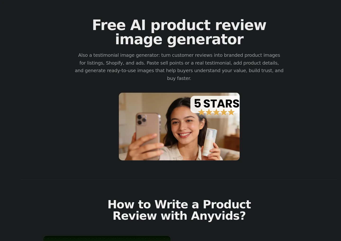 anyvids.ai Hero section