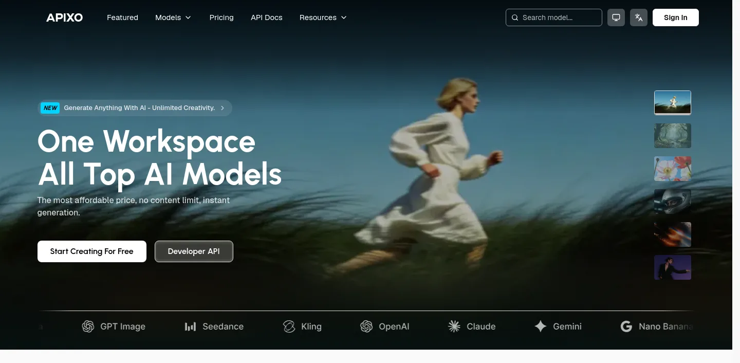 apixo.ai — a real Hero section