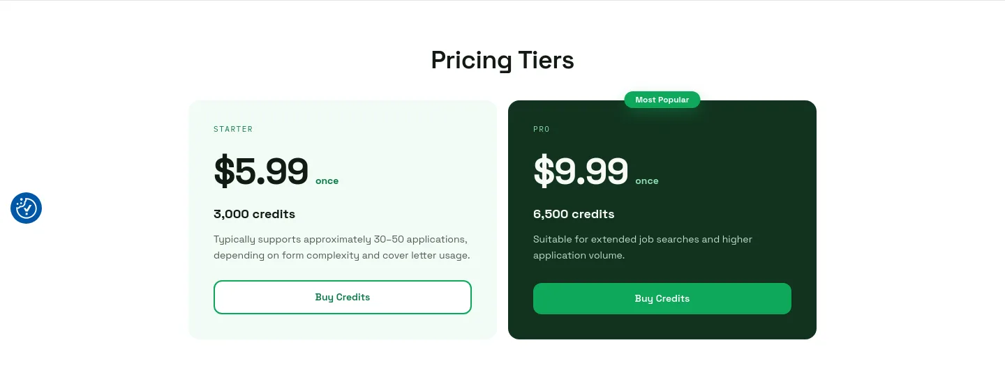 applybtn.app Pricing section