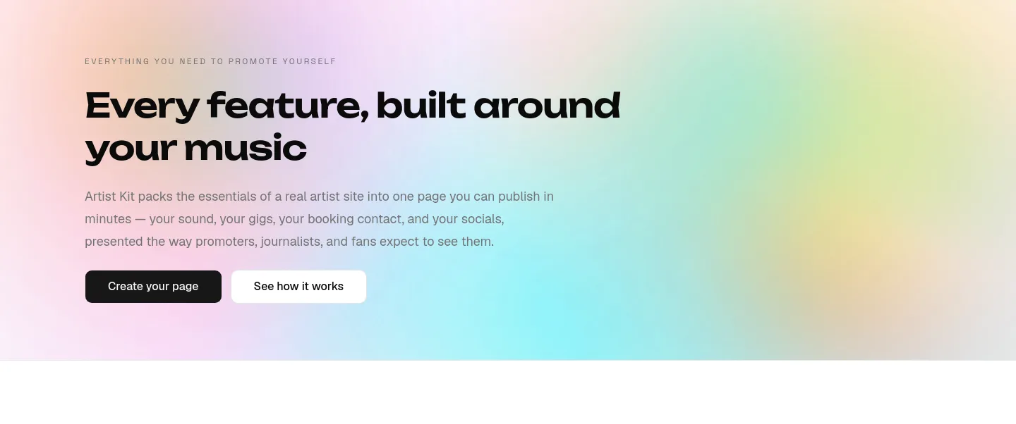 artistkit.co Hero section
