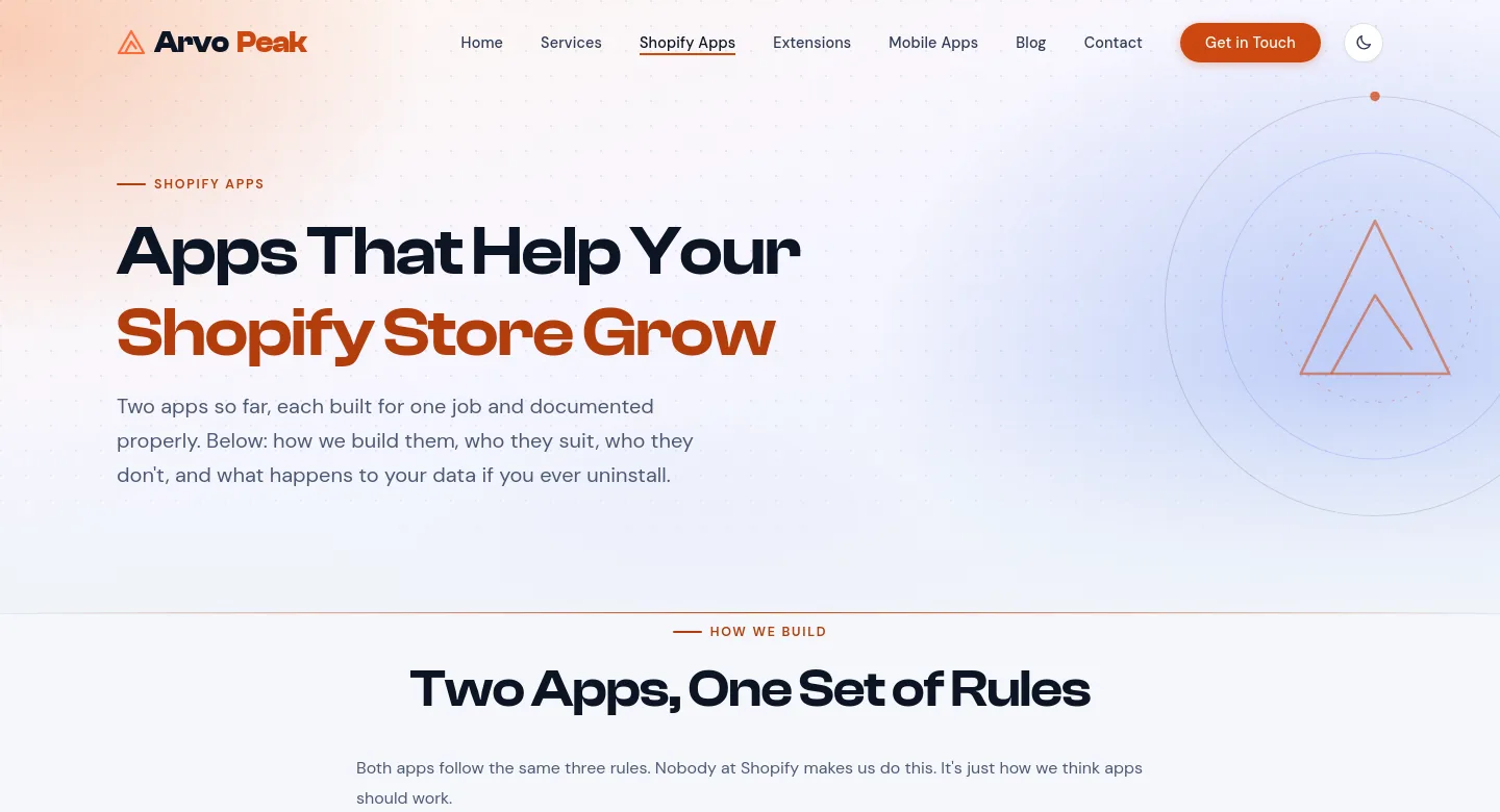 arvopeak.com — a real Hero section