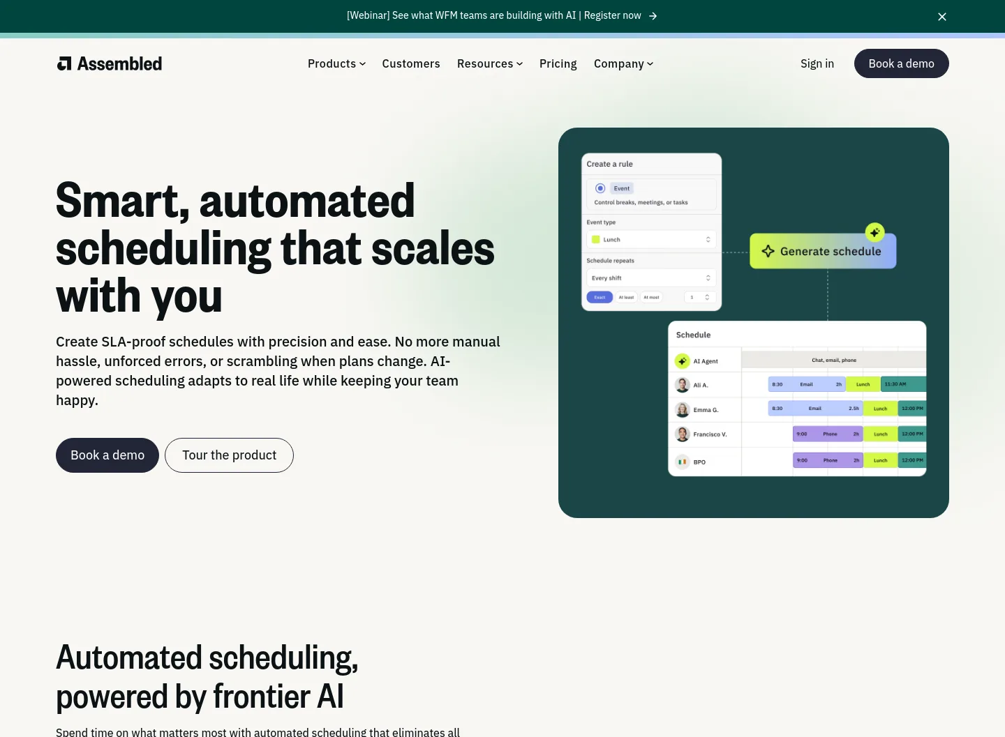 assembled.com — a real Hero section